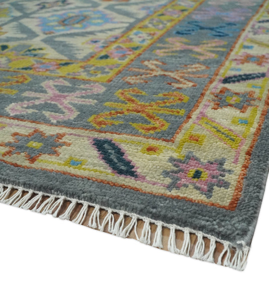 Hand Knotted Oriental Oushak Rug  Beige,Grey and Mustard Multi Size Ideal for Living, Bedroom, and Dining Room