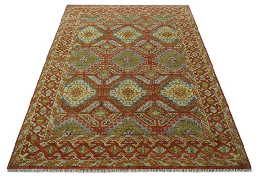 Hand Knotted Oriental Oushak Rug Rust and Beige Multi Size Ideal for Living, Bedroom, and Dining Rooms | CP1781