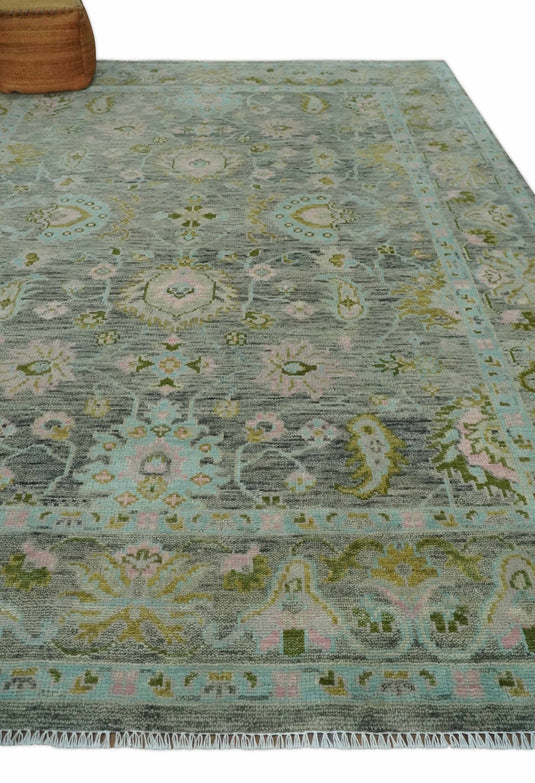 Antique Look Hand Knotted Oriental Oushak Rug Grey and Green Multi Size Ideal for Living, Bedroom, and Dining Rooms | CP1780