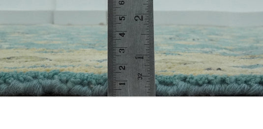 Custom Made Hand Knotted Herati Pattern Rug Teal, Beige and Blue Wool Area Rug