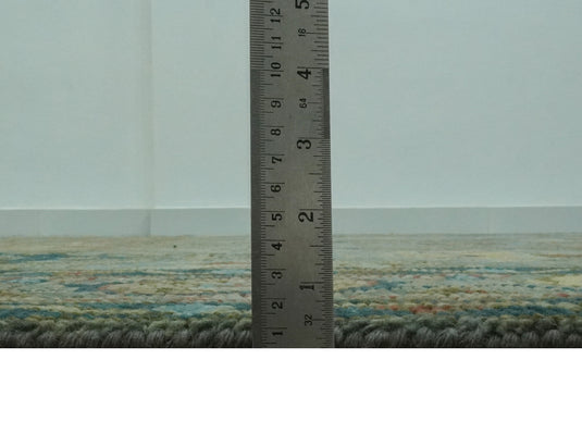 Custom Made Hand Knotted Green, Gray, Teal And Rust Traditional Oushak Wool Rug Wool Area Rug