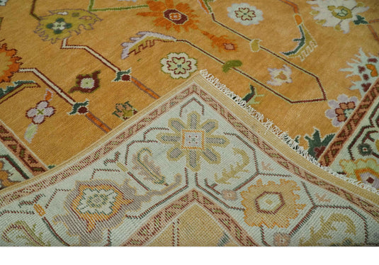 Hand Knotted Oriental Heriz Serapi Rug Orange and Ivory Multi Size Ideal for Living, Bedroom, and Dining Room