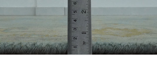 Custom Made Hand Knotted Traditional Oushak Blue, Beige, Gray And Gold Wool Area Rug