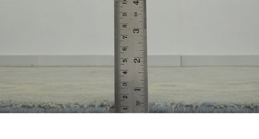 Custom Made Hand Knotted Traditional Pattern Gray And Beige Wool Area Rug