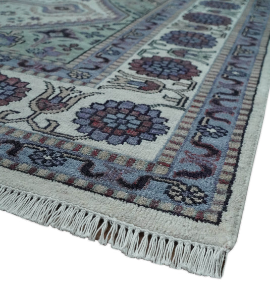 HandKnotted Heriz Rug Ivory and Silver Ideal for Living, Bedroom, and Dining Rooms 5x8, 6x9, 8x10, 9x12 and 10x14 Wool Rug