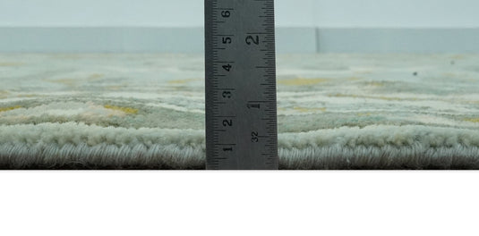 Custom Made Hand Knotted Oriental Oushak Aqua, Olive, Gray And Ivory Wool Area Rug