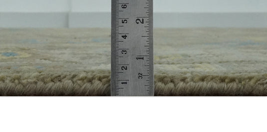 Custom Made Olive, Blue, Pink And Ivory Traditional Oushak Hand Knotted Wool Area Rug