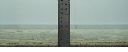 Custom Made Hand Knotted Sage Green, Beige, Gray And Green Oriental Oushak Wool Area Rug