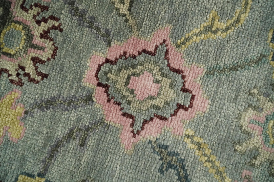 Blue and Pink Traditional Persian Oushak Hand Knotted 5x8, 6x9, 8x10, 9x12, 10x14 Wool Rug, Living Room | CP693S