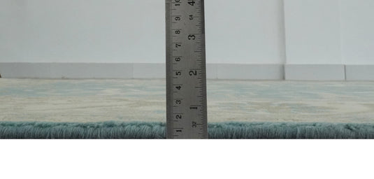 Custom Made Hand Knotted Classic Oushak Beige, Ivory And Dark Teal Wool Area Rug