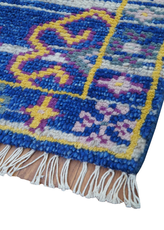 Transitional Hand Knotted Wool 2x3 ft Blue Area Rug