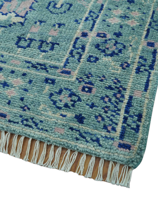 Traditional Tree of Life Design 4x6 ft Hand Knotted Teal And Blue Wool Area Rug