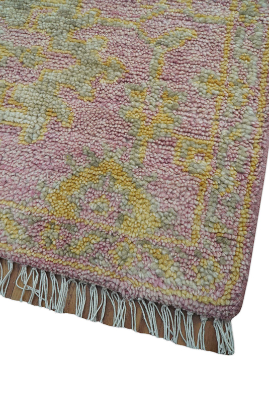 Traditional Turkish Design Pink And Beige 3x5 ft Hand Knotted Wool Area Rug