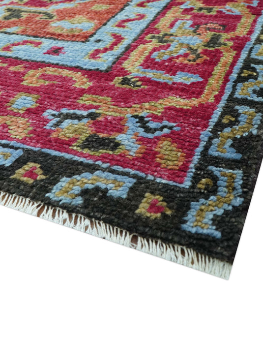 Custom Made Traditional Medallion Rust And Black Hand Knotted Wool Area Rug