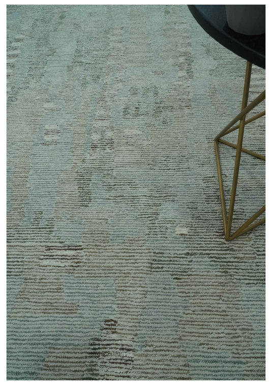 Modern Abstract Charcoal And Gray Hand Knotted 8x10 ft Bedroom, Living Room Rug Wool Area Rug- (FC)