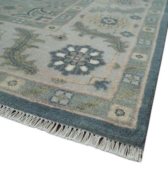 Traditional Persian Grey, Olive and Beige Hand knotted 9x12 Heriz wool Area Rug