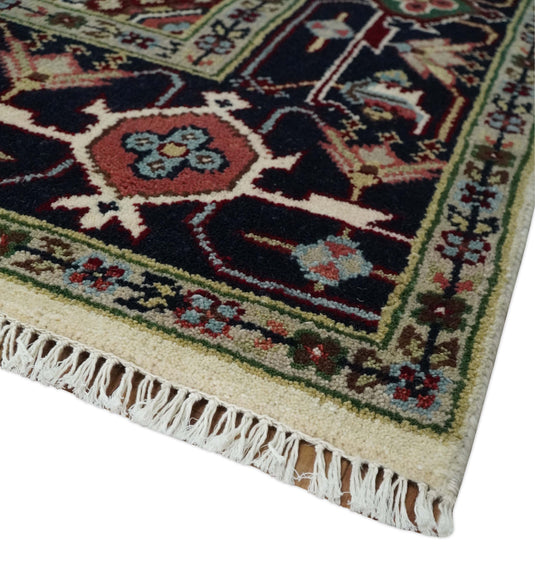 Hand Knotted Heriz Serapi Rug Ivory and Blue 3x5, 4x6,8x10, 9x12 ft Ideal for Living, Bedroom, and Dining Rooms | CP1858810