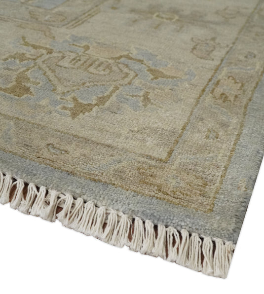 Hand Knotted Traditional Oushak Silver, Gray, Beige and Ivory 9x12 ft Bedroom, Living Room Rug ,wool Area Rug