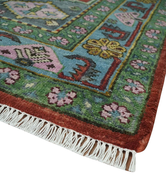 Hand Knotted Heriz Serapi Rug Rust and Green 8x10 ft Ideal for Living, Bedroom, and Dining Rooms | CP1906810