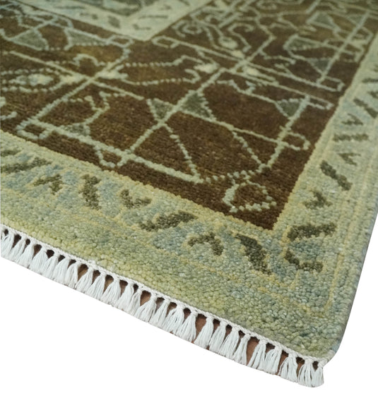 Hand Knotted Medallion Mamluk Rug Silver and Green 9x12 ft Ideal for Living, Bedroom, and Dining Rooms | CP1905912S