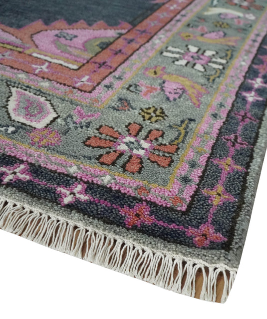 Hand Knotted Heriz Serapi Rug Grey and Pink 8x10 ft Ideal for Living, Bedroom, and Dining Rooms | CP1911810S