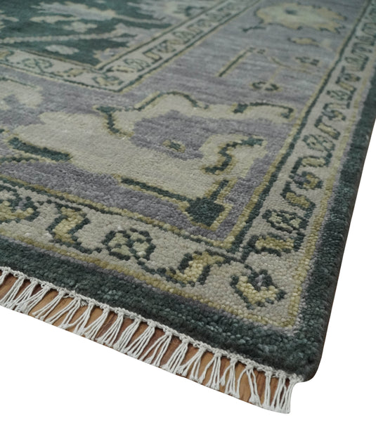 Hand Knotted Traditional Oushak Rug Grey and Charcoal Multi Size Ideal for Living, Bedroom, and Dining Room