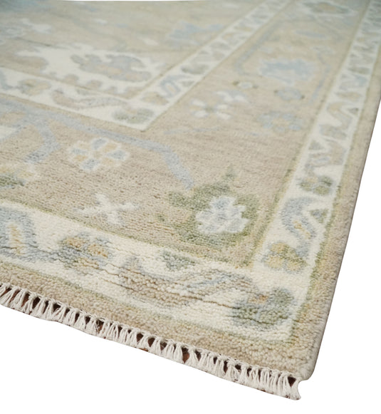 Hand Knotted Traditional Oushak Rug Camel and Ivory Multi Size Ideal for Living, Bedroom, and Dining Room