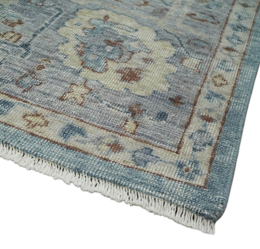 Blue And Silver Vintage Traditional Handknotted Persian Rug Made with Wool | Oxidised,DIstressed low Pile Vintage Rug, Living Room Rug