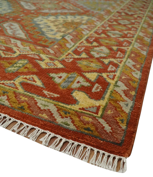 Rust and Gold Hand knotted Multi Size Oriental wool Area Rug