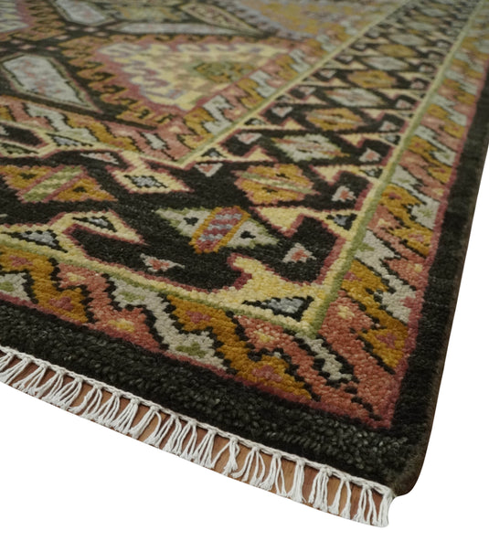 Gold, Black and Brown Hand knotted Multi Size Oriental wool Area Rug