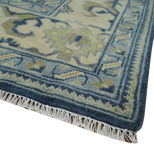 Blue and Beige Hand knotted Traditional Oushak 9x12 wool Area Rug