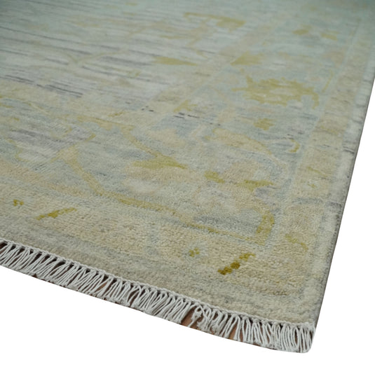 Hand Knotted Oriental Oushak  Rug Beige and Ivory Multi Size Ideal for Living, Bedroom, and Dining Rooms |CP1701