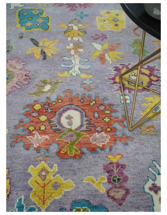 Hand Knotted Oriental Oushak Colorful Rug Purple and Ivory 8x10 ft Ideal for Living, Bedroom, and Dining Rooms | CP1287810