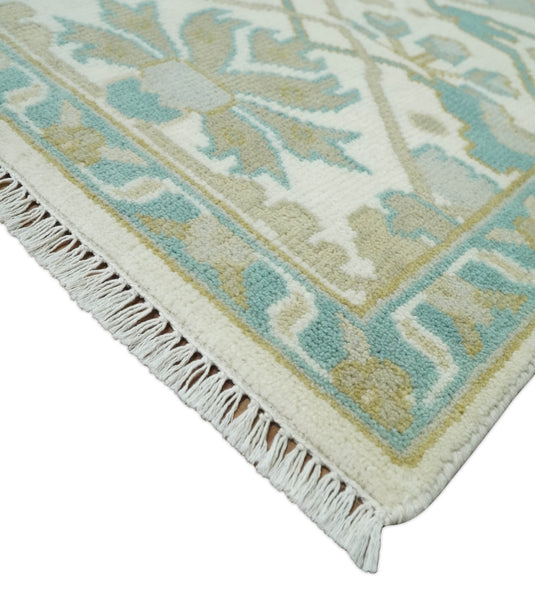 6x9, 9x12, 10x14, 12x15 Ivory and Light Blue Oriental Persian Oushak Wool Hand Knotted Area Rug | CP112