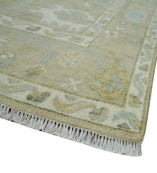 Hand Knotted Traditional Oushak Rug Beige and Ivory Multi Size Ideal for Living, Bedroom, and Dining Rooms |CP1722