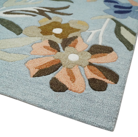 Custom Made Premium Colorful Floral Pattern Hand Tufted  Wool Area Rug