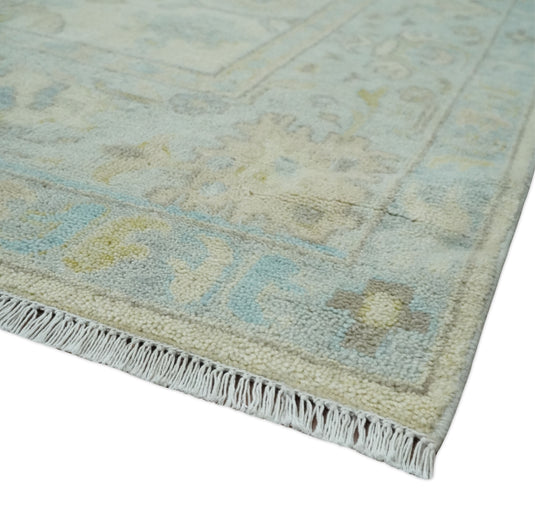 Antique Look Hand Knotted Oushak Rug Beige and Grey Multi Size Ideal for Living, Bedroom, and Dining Room