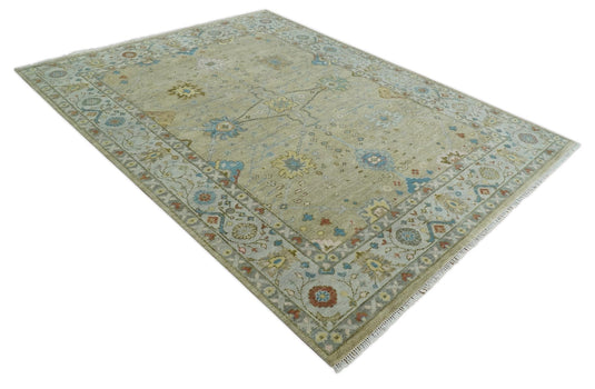 Persian Hand Knotted Oriental Oushak rug Beige and Ivory Multi Size Ideal for Living, Bedroom, and Dining Rooms |CP1205