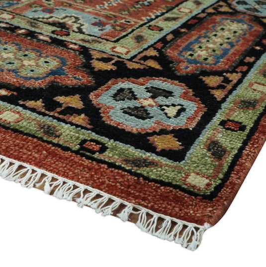 Hand Knotted Medallion Mamluk Rug Rust and Black 5x8, 6x9, 8x10, 9x12, 10x14, and 12x15 Ideal for Living, Bedroom, and Dining Rooms | CP103S