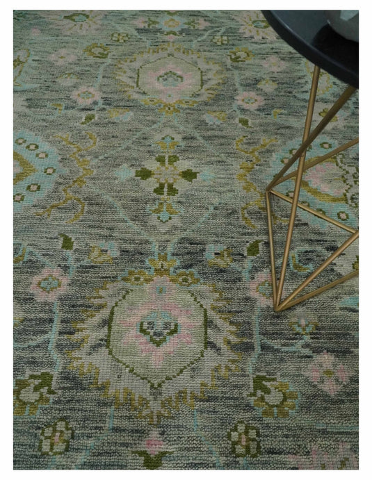 Antique Look Hand Knotted Oriental Oushak Rug Grey and Green Multi Size Ideal for Living, Bedroom, and Dining Rooms | CP1780