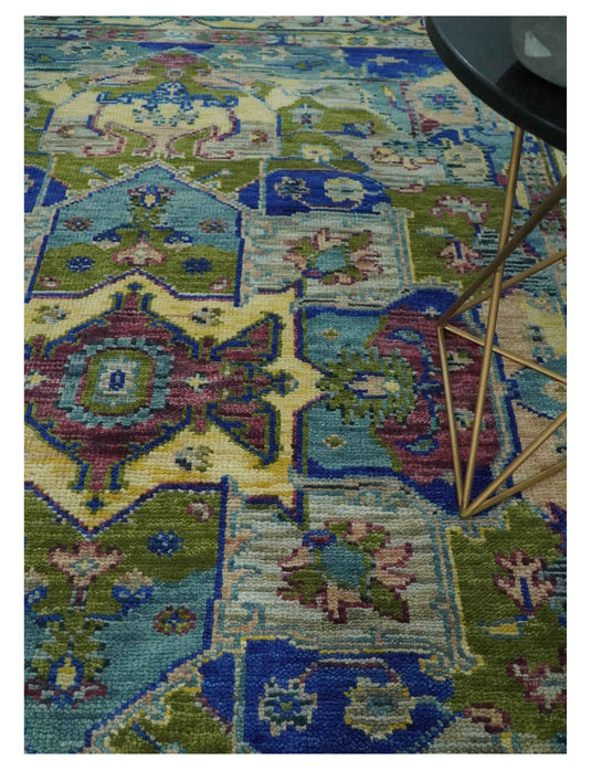 HandKnotted Heriz Serapi Rug Green and Blue Ideal for Living, Bedroom, and Dining Room 5x8, 6x9, 8x10, 9x12 and 10x14 Wool Rug