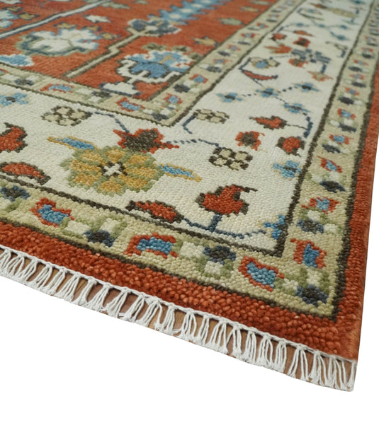 Traditional Turkish Tree of Life Rust and Ivory Hand knotted Multi Size wool Area Rug