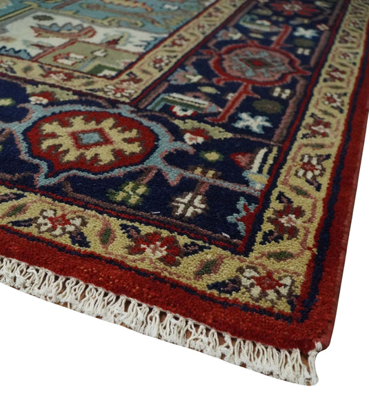 Antique Heriz Serapi Rug, Rust and Blue Traditional Rug, Hand Knotted 3x5, 5x8, 6x9, 8x10, 9x12, Living Room and Bedroom Rug | CP190S