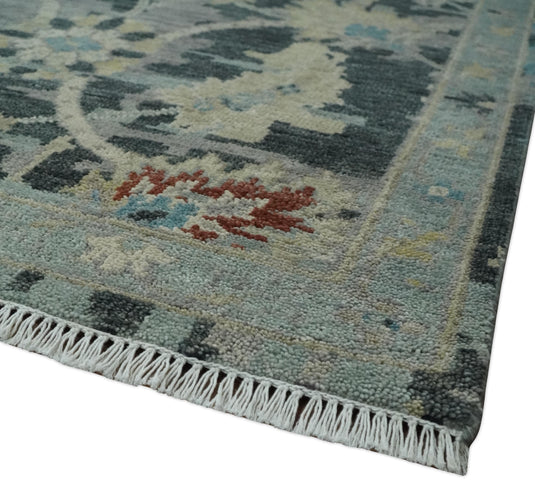 Traditional Silver, Beige and Charcoal Hand knotted wool Area Rug