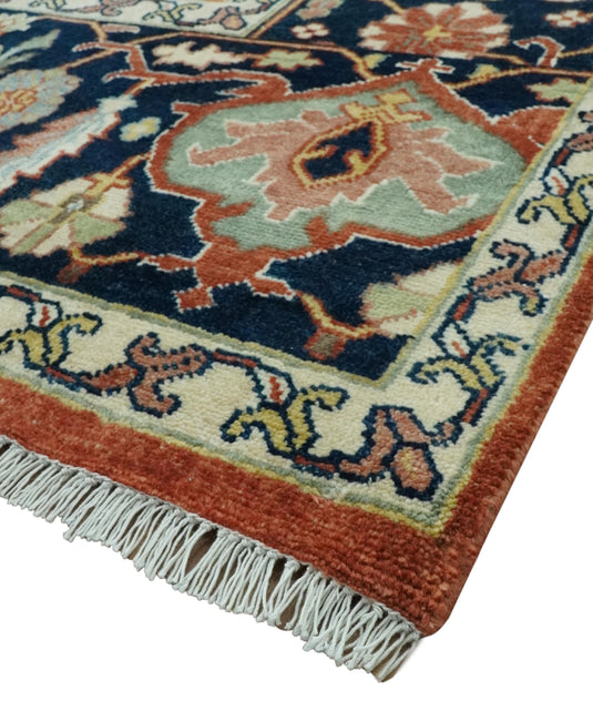 Hand Knotted Traditional Rust, Ivory, Black And Yellow Wool Rug 9x12 ft Ideal for Living, Bedroom And Dining Rooms | CP2475912