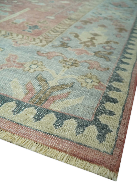 Tree of Life Light Brown And Blue Hand Knotted 9x12 ft Bedroom, Living Room Rug Wool Area Rug