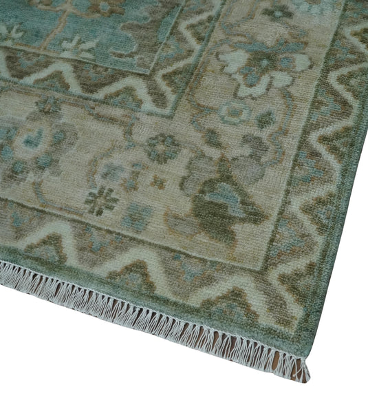 Hand Knotted Oriental Oushak Rug Aqua and Silver Multi Size Ideal for Living, Bedroom, and Dining Rooms |CP1708