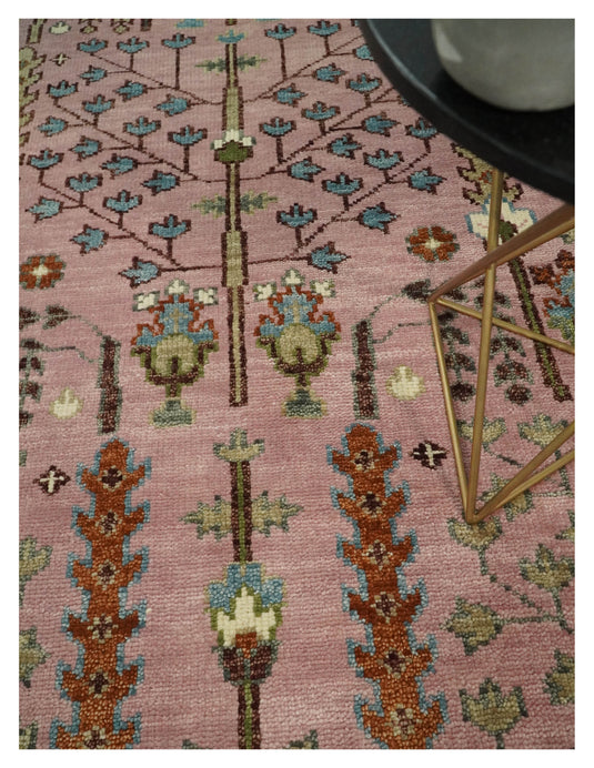 Pink,Olive and Beige Tree of Life Vintage Hand Knotted, Antique Turkish 5x8, 6x9, 8x10, 9x12, 10x14, 12x15 Wool Rug, Living Room Rug CP684S