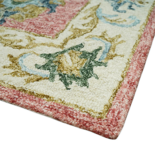 Custom Made Oushak Pattern Peach And Ivory Hand Tufted Wool Area Rug