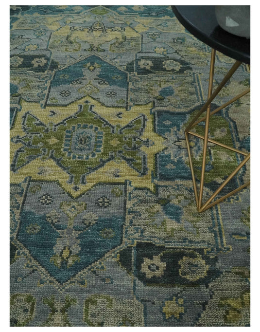 HandKnotted Heriz Rug Green, and Silver Ideal for Living, Bedroom, and Dining Rooms 5x8, 6x9, 8x10, 9x12 and 10x14 Wool Rug